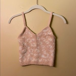 Fluffy pink sweater cami